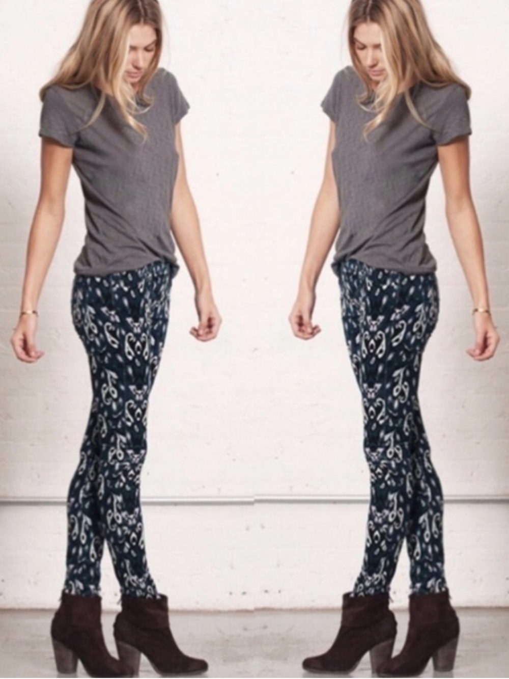 Rag & Bone Skinny Ikat Corduroy Pants Jeans Size 26 *EUC* Blue Black